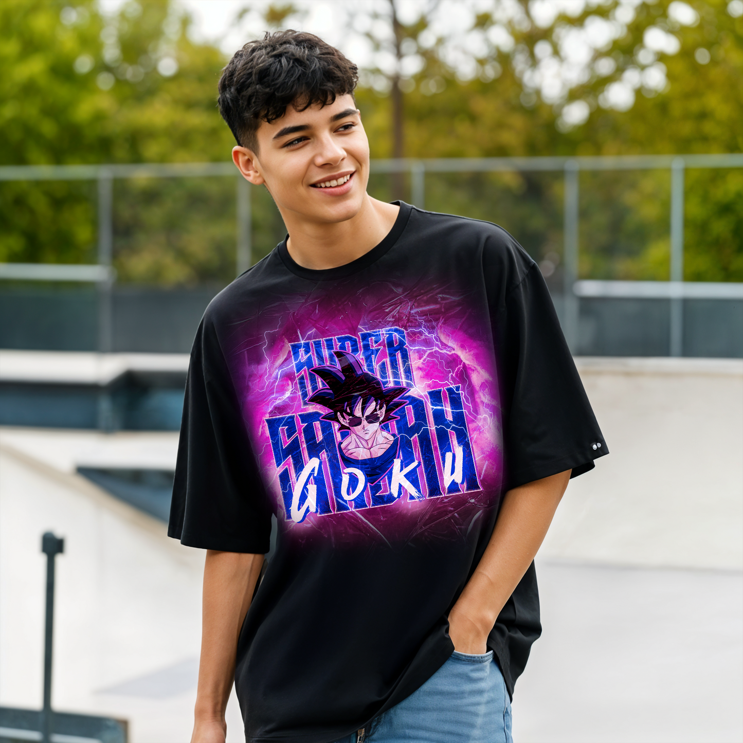 Super Saiyan Surge – Goku Oversized Anime Streetwear Tee